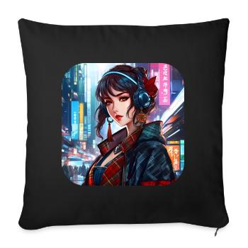 Cool Hip Hop Girl - Sofa pillowcase 17,3'' x 17,3'' (45 x 45 cm) - black - Front