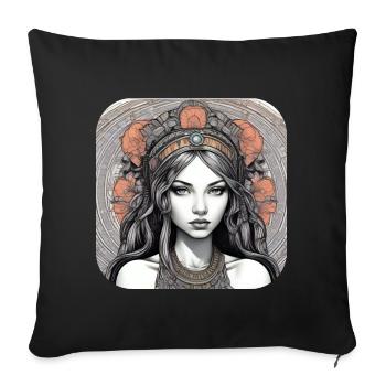 Fille punk gothique cool avec des roses rouges - Housse de coussin décorative 45 x 45 cm - noir - Devant