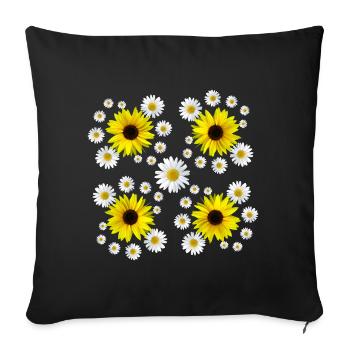 Daisies sunflowers floral daisy flower - Sofa pillowcase 17,3'' x 17,3'' (45 x 45 cm) - black - Front