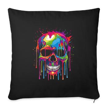 Popart Skull - Sofa pillowcase 17,3'' x 17,3'' (45 x 45 cm) - black - Front