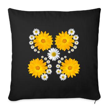 yellow blooming marigolds, daisy, floral flower - Sofa pillowcase 17,3'' x 17,3'' (45 x 45 cm) - black - Front