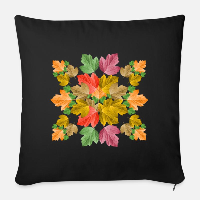 feuilles colorées dans le feuillage d’automne feuille d’un arbre - Housse de coussin décorative 45 x 45 cm - noir