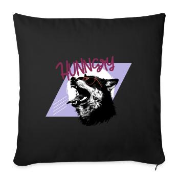 Affamé comme un loup - Rétro des années 80 - Housse de coussin décorative 45 x 45 cm - noir - Devant