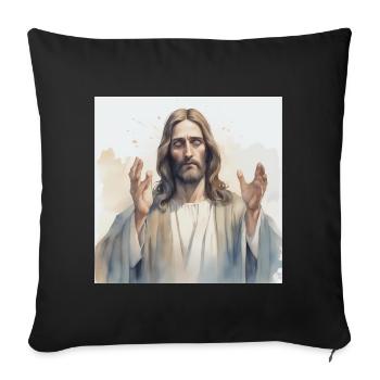 Jésus Dieu Messie - Housse de coussin décorative 45 x 45 cm - noir - Devant