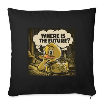 Canard en plastique jaune réfléchi - Housse de coussin décorative 45 x 45 cm - noir - Devant