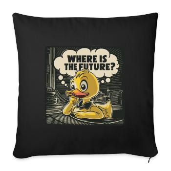 Canard en plastique jaune réfléchi - Housse de coussin décorative 45 x 45 cm - noir - Devant
