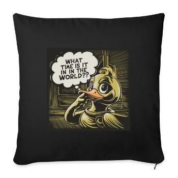 Déclaration réfléchie de canard de canard en plastique jaune - Housse de coussin décorative 45 x 45 cm - noir - Devant