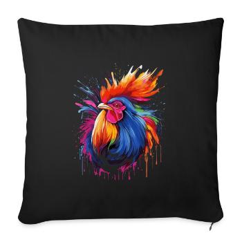 A proud rooster - Sofa pillowcase 17,3'' x 17,3'' (45 x 45 cm) - black - Front