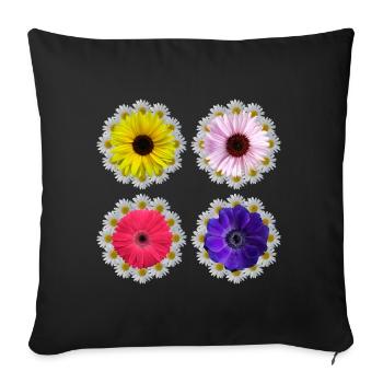 Gerbera Blüte Margeriten Sonnenblume Blumenmuster - Sofakissenbezug 45 x 45 cm - Schwarz - Vorne