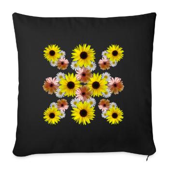 Sonnenblumen Margeriten Gerbera Blüten floral - Sofakissenbezug 45 x 45 cm - Schwarz - Vorne