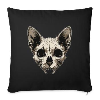 Crâne de chat zombie - Housse de coussin décorative 45 x 45 cm - noir - Devant