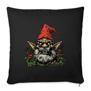 Nain de jardin effrayant - Housse de coussin décorative 45 x 45 cm - noir - Devant