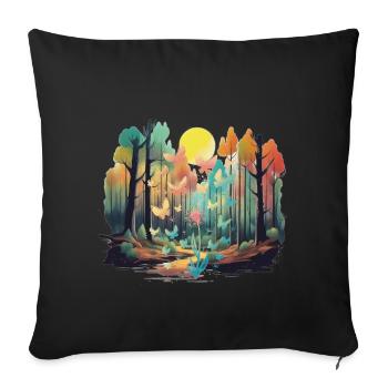 Wald Natur Bäume Baum Sonne Herbst - Sofakissenbezug 45 x 45 cm - Schwarz - Vorne