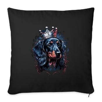 Dachshund with crown - Sofa pillowcase 17,3'' x 17,3'' (45 x 45 cm) - black - Front