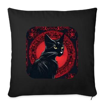 Chat noir mystique - Housse de coussin décorative 45 x 45 cm - noir - Devant
