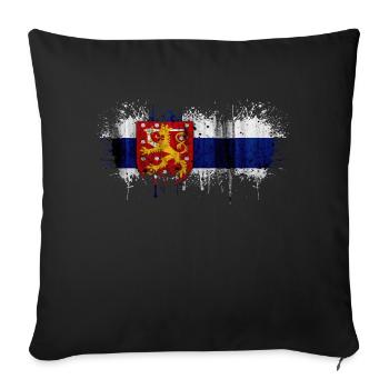 Finlande Suomi helsinki scandinavie viking fine FIN - Housse de coussin décorative 45 x 45 cm - noir - Devant