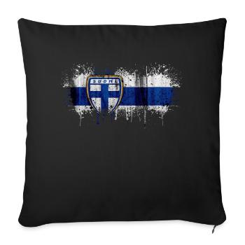 Finlande Suomi helsinki scandinavie viking fine FIN - Housse de coussin décorative 45 x 45 cm - noir - Devant