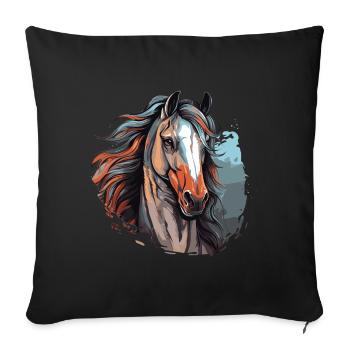 Portrait de cheval - Housse de coussin décorative 45 x 45 cm - noir - Devant
