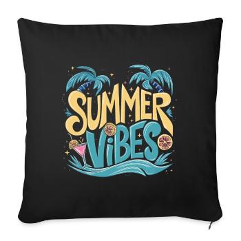 Summer Vibes Sun Holiday Palm Trees - Sofa pillowcase 17,3'' x 17,3'' (45 x 45 cm) - black - Front