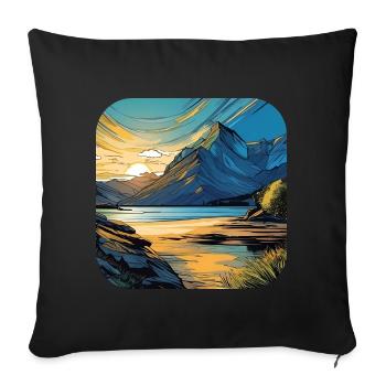 Berge im Sonnenuntergang III - Sofakissenbezug 45 x 45 cm - Schwarz - Vorne