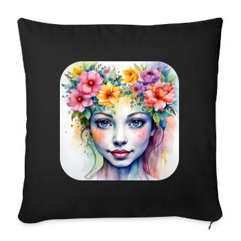 Jolie demoiselle d’honneur - Housse de coussin décorative 45 x 45 cm - noir - Devant
