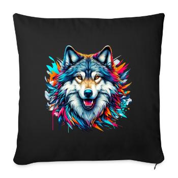 Loup - Housse de coussin décorative 45 x 45 cm - noir - Devant