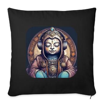 Mystical Spiritual Buddha - Sofa pillowcase 17,3'' x 17,3'' (45 x 45 cm) - black - Front