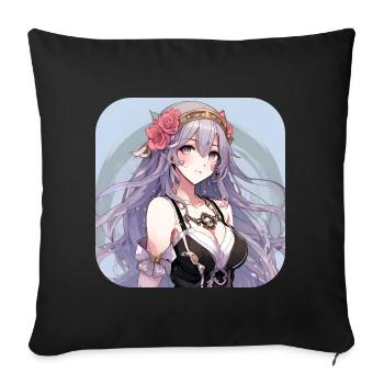 Jolie fille animée - Housse de coussin décorative 45 x 45 cm - noir - Devant
