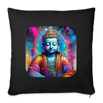 Mystical Spiritual Buddha - Sofa pillowcase 17,3'' x 17,3'' (45 x 45 cm) - black - Front