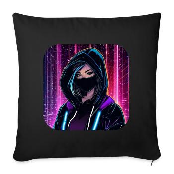 Cooles Cyberpunk Girl VIII - Sofakissenbezug 45 x 45 cm - Schwarz - Vorne