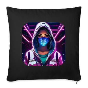 Fille Cyberpunk Cool VI - Housse de coussin décorative 45 x 45 cm - noir - Devant