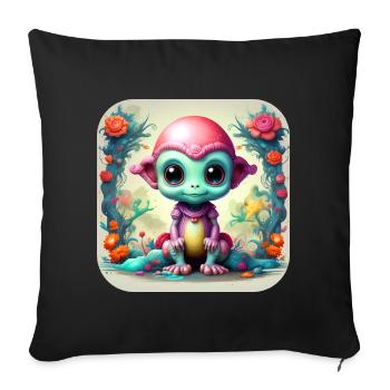 Alien mignon de science-fiction - Housse de coussin décorative 45 x 45 cm - noir - Devant