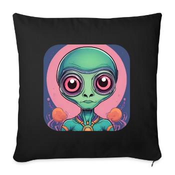 Alien mignon de science-fiction - Housse de coussin décorative 45 x 45 cm - noir - Devant