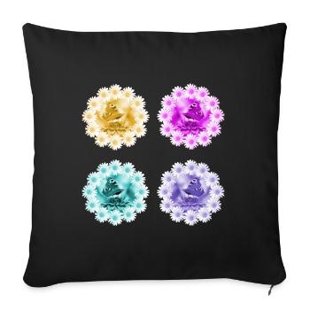 Marguerites papillons fleur motif floral - Housse de coussin décorative 45 x 45 cm - noir - Devant