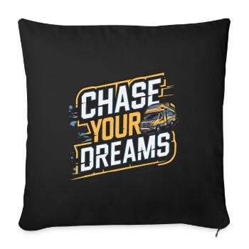 RV Caravan Saying Chase Your Dreams Holiday - Sofa pillowcase 17,3'' x 17,3'' (45 x 45 cm) - black - Front