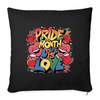 Mois de la fierté L’amour c’est l’amour LGBTQ LGBTQIA+ - Housse de coussin décorative 45 x 45 cm - noir - Devant