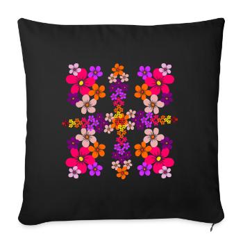 motif floral, fleur, fleuri, floral, fleur épanouie - Housse de coussin décorative 45 x 45 cm - noir - Devant