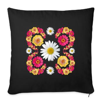 Zinnias daisy floral design zinnia blossom floral - Sofa pillowcase 17,3'' x 17,3'' (45 x 45 cm) - black - Front