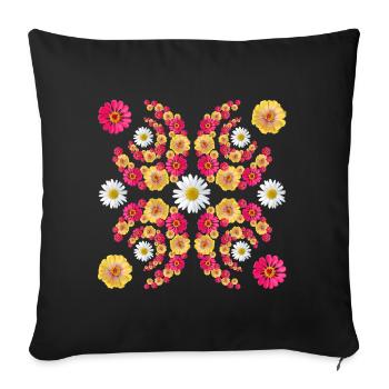 Zinnia daisy floral pattern floral zinnias blossom - Sofa pillowcase 17,3'' x 17,3'' (45 x 45 cm) - black - Front