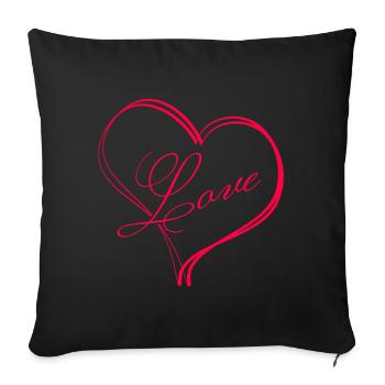 Cœur Cœurs Amour - Housse de coussin décorative 45 x 45 cm - noir - Devant