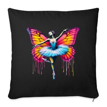 Ballerine avec des ailes de papillon papillons tutu - Housse de coussin décorative 45 x 45 cm - noir - Devant