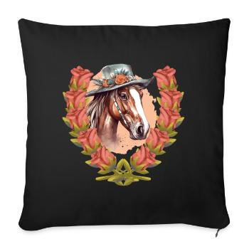 Horse Head Birthday Roses Horse Horse Rider - Sofa pillowcase 17,3'' x 17,3'' (45 x 45 cm) - black - Front