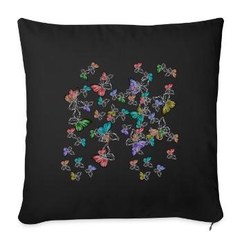 Papillons Sentiments Émotion Douleur Dépression - Housse de coussin décorative 45 x 45 cm - noir - Devant