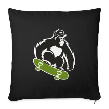 Planche à roulettes, Skateboarder, Skater, Gorille, Singe, Animal - Housse de coussin décorative 45 x 45 cm - noir - Devant