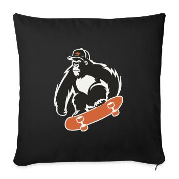 Planche à roulettes, Skateboarder, Skater, Gorille, Singe, Animal - Housse de coussin décorative 45 x 45 cm - noir - Devant