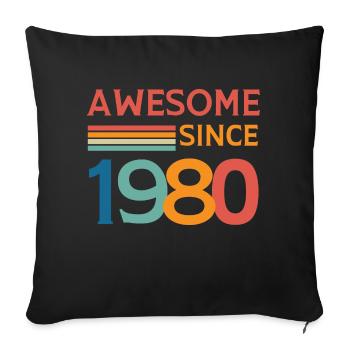 Awesome since 1980 - Housse de coussin décorative 45 x 45 cm - noir - Devant
