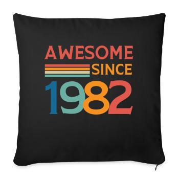 Awesome since 1982 - Housse de coussin décorative 45 x 45 cm - noir - Devant