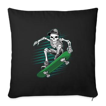 Skeleton Skull Skateboarder Skater - Sofa pillowcase 17,3'' x 17,3'' (45 x 45 cm) - black - Front