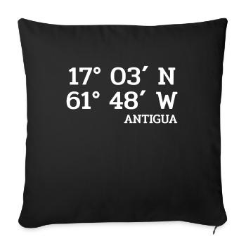 Antigua Coordinates - Koordinaten - Karibik - Sofakissenbezug 45 x 45 cm - Schwarz - Vorne