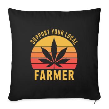 Soutenez votre agriculteur local Cannabis Retro Marijuana - Housse de coussin décorative 45 x 45 cm - noir - Devant